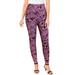 Plus Size Women's Ankle-Length Essential Stretch Legging by Roaman's in Dark Berry Paisley (Size S) Activewear Workout Yoga Pants