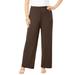 Plus Size Women's Ultrasmooth® Fabric Wide-Leg Pant by Roaman's in Chocolate (Size 1X)