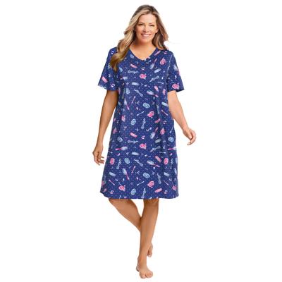 Plus Size Women's Print Sleepshirt by Dreams & Co. in Ultra Blue Bubbles (Size M/L) Nightgown