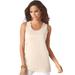Plus Size Women's Scoopneck Tank by Roaman's in Oatmeal (Size M) Top 100% Cotton Layering A-Shirt
