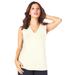 Plus Size Women's Ultrasmooth® Fabric V-Neck Tank by Roaman's in Ivory (Size 22/24) Top Stretch Jersey Sleeveless Tee