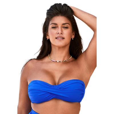 Plus Size Women's Valentine Ruched Bandeau Bikini Top by Swimsuits For All in Royal (Size 10)