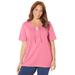 Plus Size Women's Suprema® Lace-Up Duet Tee by Catherines in Pink Tropic (Size 0X)