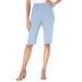 Plus Size Women's Soft Knit Bermuda Short by Roaman's in Pale Blue (Size M) Pull On Elastic Waist