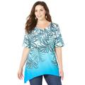 Plus Size Women's Sparkle & Swirl Tunic by Catherines in Vibrant Blue Ombre Palm (Size 1X)