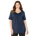 Plus Size Women's Suprema® Pintuck Tee by Catherines in Navy (Size 3X)