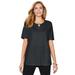 Plus Size Women's Suprema® Pleat-Neck Tee by Catherines in Black (Size 2X)