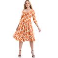 Plus Size Women's Sweetheart Swing Dress by June+Vie in Orange Ivory Geo (Size 10/12)