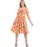 Plus Size Women's Sweetheart Swing Dress by June+Vie in Orange Ivory Geo (Size 10/12)