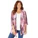 Plus Size Women's Harmony Knit Herringbone Cardigan by Catherines in Multi Abstract (Size 5X)