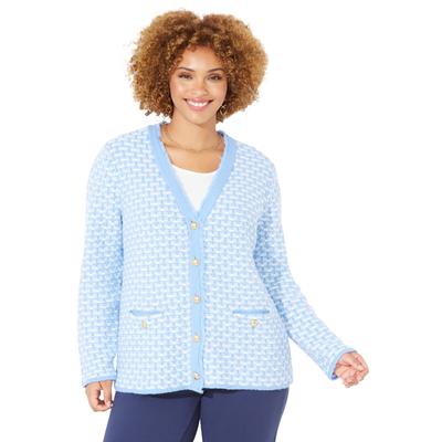 Plus Size Women's Liz&Me® Tweed Button Cardigan by Liz&Me By Catherines in French Blue (Size 1X)