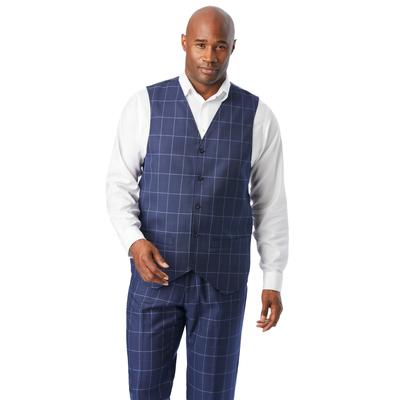 Men's Big & Tall KS Signature™ Easy Movement® 5-Button Suit Vest by KS Signature in Navy Check (Size 56)