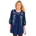 Plus Size Women's Boho Floral Tunic by Roaman's in Evening Blue Boho Floral (Size 38 W)