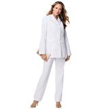 Plus Size Women's Ten-Button Pantsuit by Roaman's in White (Size 36 W)