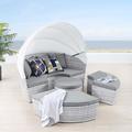 Scottsdale Canopy Outdoor Patio Daybed by Modway Wicker/Rattan in Gray | 30 H x 71 W x 71 D in | Wayfair EEI-4442-LGR-GRY