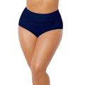 Plus Size Women's Shirred High Waist Swim Brief by Swimsuits For All in Navy (Size 10)