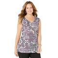 Plus Size Women's AnyWear V-Neck Tank by Catherines in Black Graphic Scroll (Size 4X)