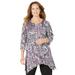 Plus Size Women's AnyWear Fluid Tunic by Catherines in Black Graphic Scroll (Size 6X)