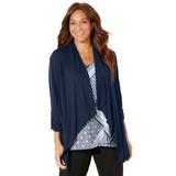 Plus Size Women's AnyWear Cascade Jacket by Catherines in Navy (Size 6X)