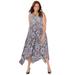 Plus Size Women's AnyWear Reversible Criss-Cross V-Neck Maxi Dress by Catherines in Black Graphic Scroll (Size 4X)