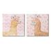 Latitude Run® Flower Power Smiling Alpacas by ND Art - 2 Piece Wrapped Canvas Graphic Art Set Plastic in Brown/Pink | 17 H x 34 W x 1.5 D in | Wayfair