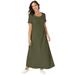 Plus Size Women's Stretch Cotton T-Shirt Maxi Dress by Jessica London in Dark Olive Green (Size 24)