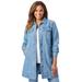 Plus Size Women's Long Denim Jacket by Jessica London in Light Wash (Size 16 W) Tunic Length Jean Jacket