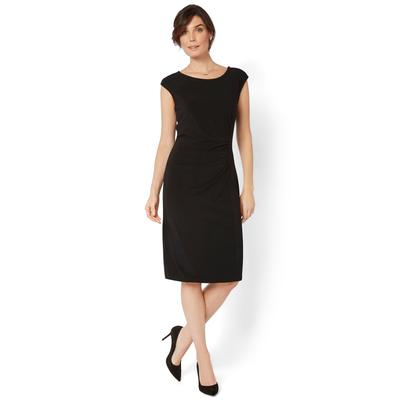 Jerseykleid, Damen, Gr. 46, N-Gr, schwarz, Obermaterial: 95% Polyester, 5% Elasthan, HERMANN LANGE COLLECTION, unifarben, Rundhals, ohne Ärmel, Kleider Partykleid Etuikleid, mit eleganter Raffung Image