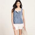 J. Crew Tops | J. Crew Chambray Tuxedo Cami Tank Top Size 10 Denim Button Front Wide Strap | Color: Blue | Size: 10