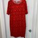 Lularoe Dresses | Lularoe Short Sleeve Stretchy Dress 2xl | Color: Orange/Red | Size: 2xl
