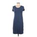 C&C California Casual Dress - Shift Scoop Neck Short sleeves: Blue Print Dresses - Women's Size X-Small