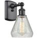 Conesus 6" LED Sconce - Matte Black Finish - Clear Crackle Shade