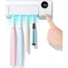 UV Toothbrush Sanitizer Tooth Brush Sterilizer Cleaner Wall Mounted/ Sterilization and Timer Function Rechargeable Cordless Bathroom Toothbrush Holder Without Drilling Fit 99% Toothbrushes