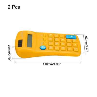 2Pcs Small Pocket Calculator 8 Digit Display Office Handheld Calculators Yellow