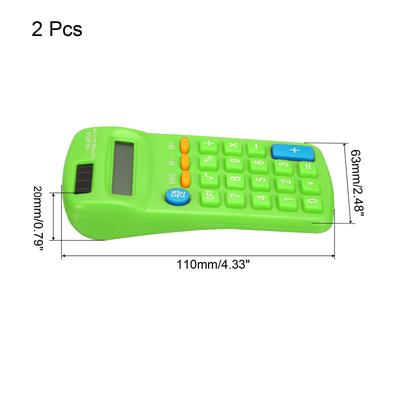 2Pcs Small Pocket Calculator 8 Digit Display Office Handheld Calculators Green