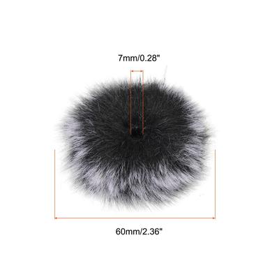 Furry Microphone Windscreen 7mmx 60mm Mic Cover Windshield Black White - Black White