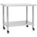 vidaXL Kitchen Work Table Hotel Prep Work Table with Wheels Stainless Steel