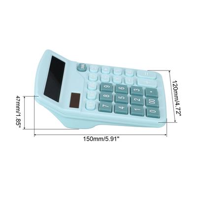 Desk Calculator 12 Digits Large LCD Display Electronic Calculator Blue