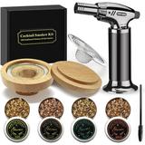 Cocktail Smoker Kit With Torch Bourbon Smoker Kit Include Four Flavors Wood Chips Drink Smoker Whiskey Smoker Gifts For Men Dad Husband (Without Butane)