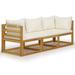 Lixada 3-Seater Garden Sofa with Cushion Cream Solid Acacia Wood