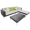 vidaXL 4 Piece Garden Lounge Set with Cushions Poly Rattan Brown 42943