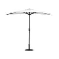 WestinTrends Lanai 9 Ft Outdoor Patio Half Umbrella with Base Include Small Grill Deck Porch Balcony Shade Umbrella with Crank 20 inch Fillable Round Base White