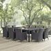 Modway Convene 11 Piece Outdoor Patio Dining Set in Espresso Mocha