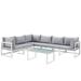 Ergode Fortuna 7 Piece Outdoor Patio Sectional Sofa Set - White Gray