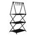 Folding Storage Shelves with Hanging Hooks Multi Function Heavy Duty Storage Table Organizing Rack Rack for Household Outdoor Camping Black 3 Tier
