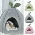 Cat Bed Round Soft Plush Burrowing Cave Hooded Cat Bed Donut for Dogs & Cats Faux Fur Cuddler Round Comfortable Self Warming Pet Bed