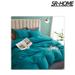 SR-HOME Queen Duvet Cover Set Boho Solid Color Teal Duvet Cover Soft Washed Microfiber Bedding Set Microfiber in Blue/Green | Wayfair