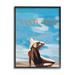 Stupell Industries Nantucket Summer Beach Girl Framed Giclee Texturized Wall Art By Amelia Noyes_aq-433 in Blue/Brown | Wayfair aq-433_fr_24x30