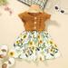 Toddler Kids Baby Girls Summer Dress Ruffled Sleeveless Stitching Floral Dress