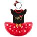 IBTOM CASTLE Toddler Baby Girls 1st 2nd 3rd Birthday Outfit Romper Top + Polka Dots Tutu Skirt + Headband Set for Cake Smash Photo Shoot 2 Years Black